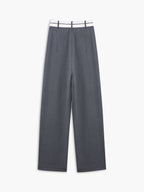 Asymmetrical Contrast Waistband Wide Leg Dress Pants