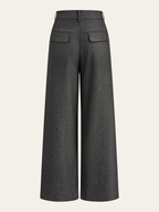 High-Waisted Button-Front Wide-Leg Pants