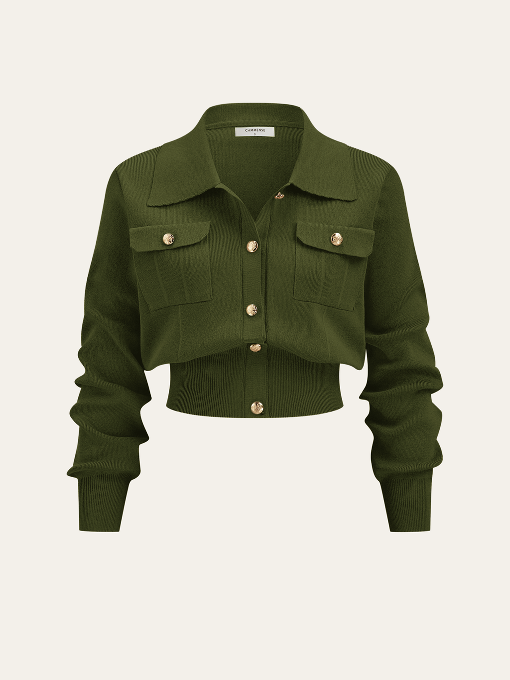 Metal Button Collared Cardigan and Midi Skirt Set