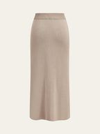 Metal Button Collared Cardigan and Midi Skirt Set