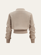 Metal Button Collared Cardigan and Midi Skirt Set