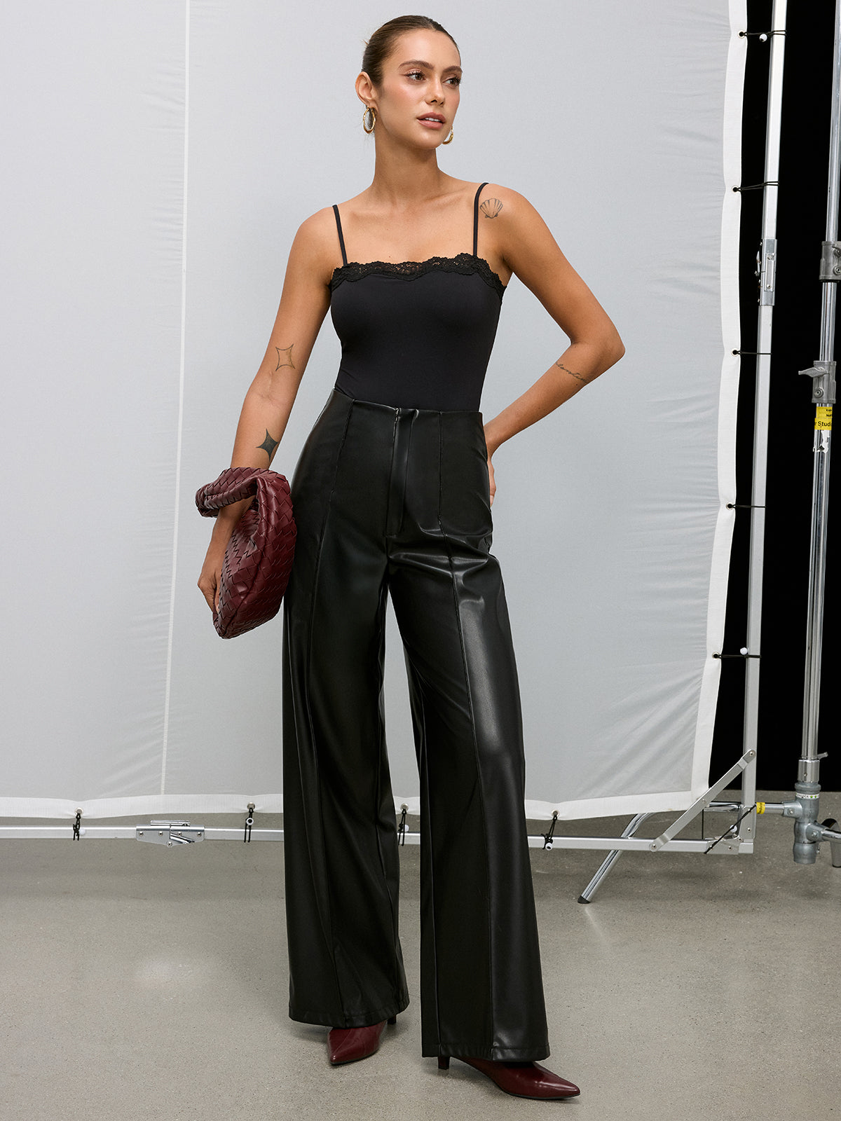 Bra-Free Lace Trim Cami Bodysuit