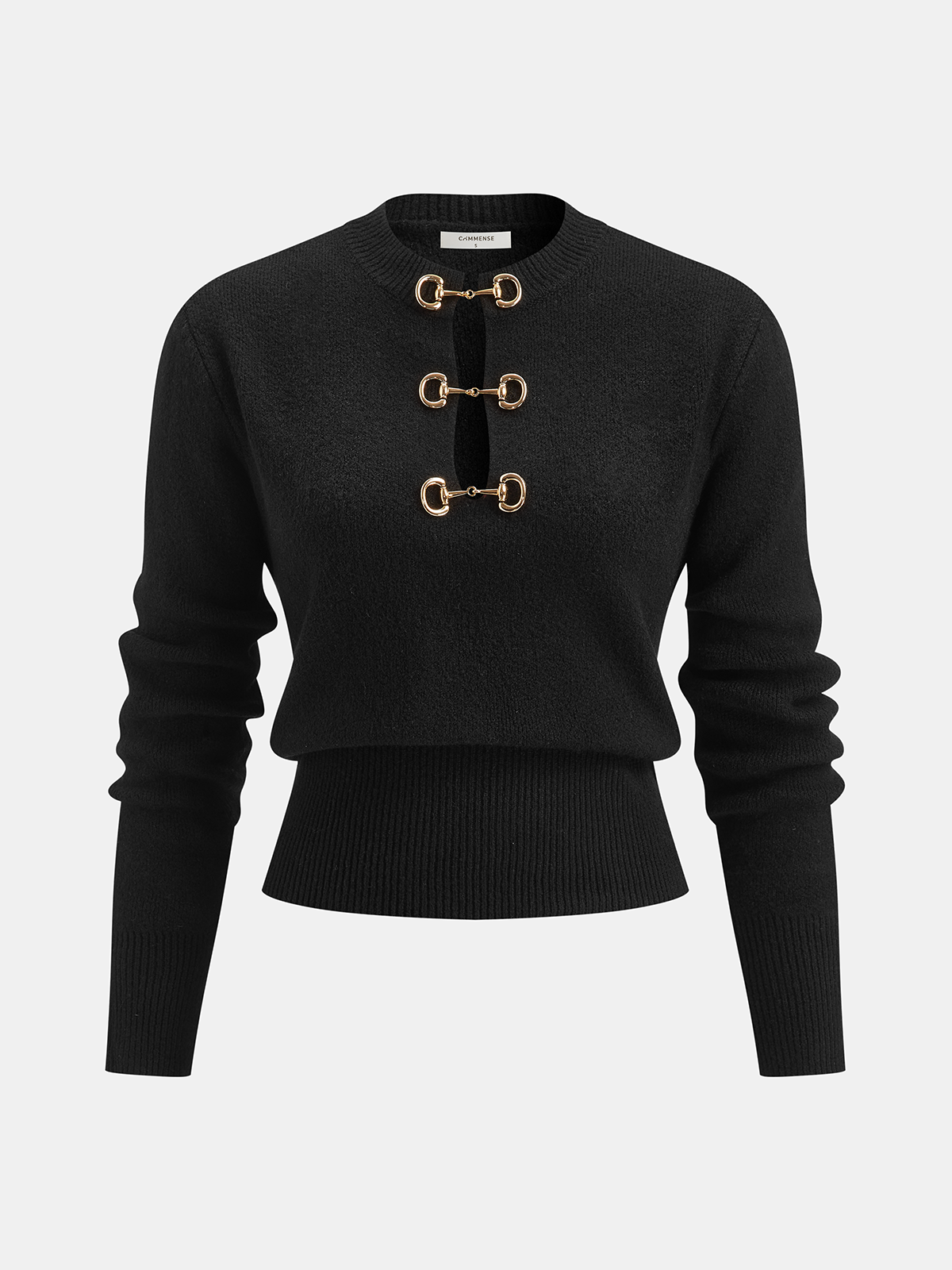 Horsebit Detail Long Sleeve Sweater