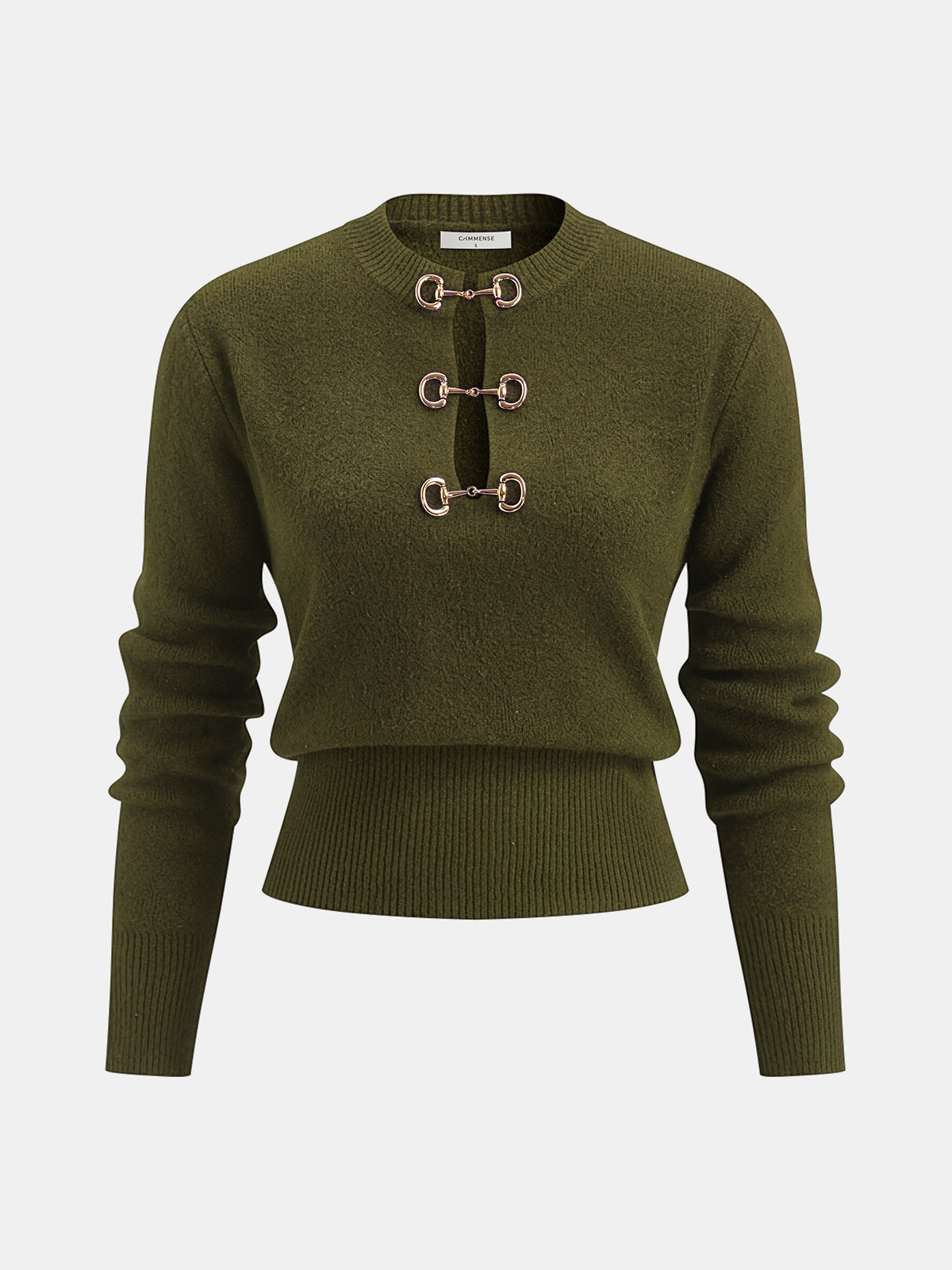Horsebit Detail Long Sleeve Sweater