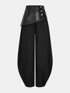 Faux Leather Panel Lantern Pants